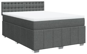 Cama com molas/colchão 140x190 cm tecido cinzento-escuro