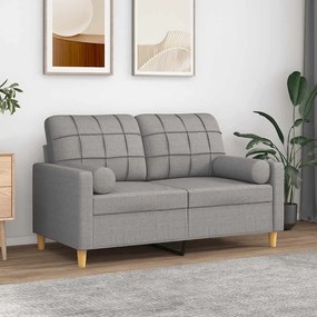 vidaXL Sofá 2 lugares c/ almofadas/almofadões 120cm tecido cinza-claro