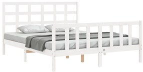 Cama sem colchão 160x200 cm madeira de pinho maciça branco