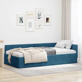 vidaXL Estrutura de Cama de Canto Azul 100 cm x 200 cm Veludo