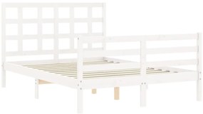 Estrutura de cama com cabeceira 140x200cm madeira maciça branco