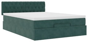 Estrutura de cama otomana com colchão 140x200 cm verde escuro