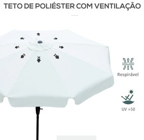 Chapéu de Sol de Jardim Ø266x250 cm Proteção UV50+ Chapéu de Sol de Al