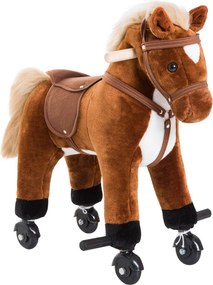 HOMCOM Cavalo para Crianças acima de 36 Meses com Rodas Sons de Relincho e Pedais Carga 60 kg 55x23x60 cm Marrom | Aosom Portugal