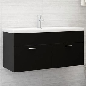 804675 vidaXL Armário de lavatório 100x38,5x46 cm contraplacado preto