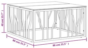 Mesa de centro 80x80x40 cm aço inoxidável e vidro prateado