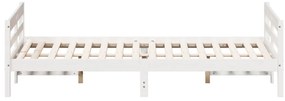 Cama sem colchão 140x200 cm madeira de pinho maciça branco