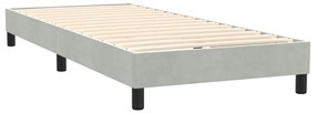 Cama box spring com colchão 100x210 cm veludo cinzento claro