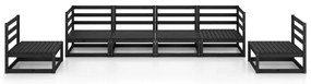 6 pcs conjunto lounge de jardim pinho maciço preto