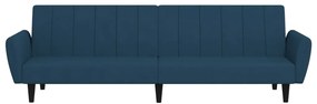 Sofá-cama de 2 lugares veludo azul