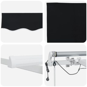Toldo Retrátil Automático vidaXL com LED Preto 600x350 cm