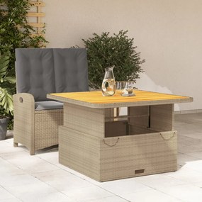 vidaXL 2 pcs conjunto de jantar p/ jardim com almofadões vime PE bege