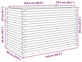Vaso/floreira de jardim 110x60x68,5 madeira de pinho impregnada