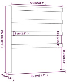 Cabeceira de cama 81x4x100 cm pinho maciço cinzento