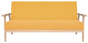 Conjunto de sofás 3 pcs tecido amarelo