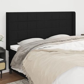 Cabeceira de cama c/ abas tecido 163x16x118/128 cm preto