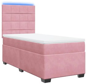 Cama com molas/colchão 100x200 cm veludo rosa