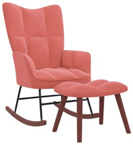 328154 vidaXL Cadeira de baloiço com banco veludo rosa