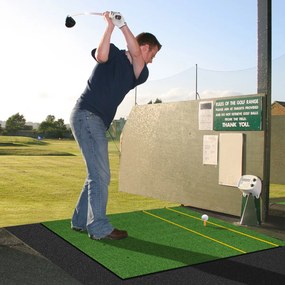 Tapete de relva de golfe sintético 3 em 1, 2 bastões de alinhamento e 6 peças de golfe para uso interno e externo 152 x 92 cm verde
