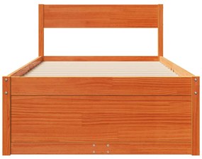 Estrutura de cama c/ gavetas 90x200cm pinho maciço castanho-mel