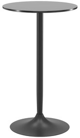 HOMCOM Mesa de Bar Redonda Mesa Alta de Cozinha Moderna com Estrutura de Aço para 2 Pessoas Ø60x102 cm Preto