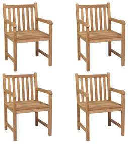 Cadeiras de jardim c/ almofadões pretos 4 pcs teca maciça