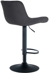 Banco de bar Tover em veludo e com estrutura preta 48 x 81-105 x 54 cm Preto