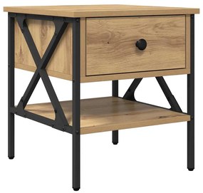 Mesa de Cabeceira Carvalho Artesanal 40x42x45 cm Madeira engenheirada