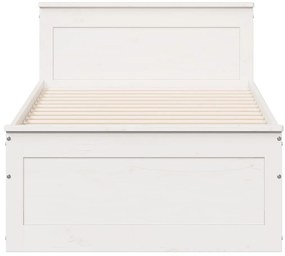 Cama sem colchão com cabeceira 90x200 cm pinho maciço branco