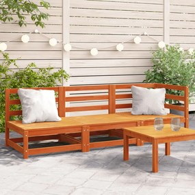 vidaXL Sofá de 3 lugares para jardim pinho maciço castanho-mel