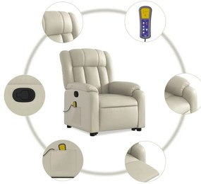 Poltrona reclinável de massagens couro artificial cor creme