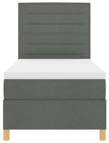 Cama Box com Colchão &amp; LED Cinza Escuro 90x200 cm Tecido
