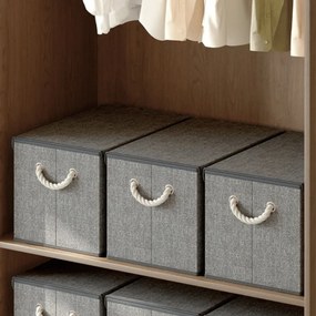 Conjunto de 3 Caixas de armazenamento com tampa, cinzentas