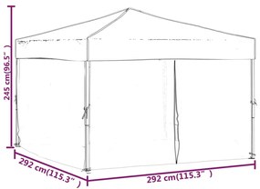 Tenda para festas dobrável com paredes laterais 3x3 m vermelho