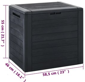 Caixa arrumação p/ jardim 58,5x46x55 cm polipropileno antracite