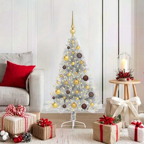 vidaXL Árvore de Natal Artificial Pré-iluminada Prateado 120 cm PET