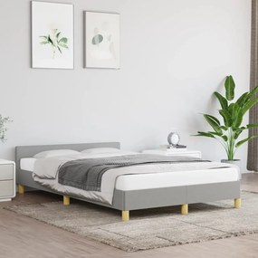 Estrutura de cama c/ cabeceira 120x200 cm tecido cinza-claro