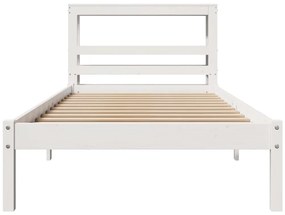 Cama sem colchão 75x190 cm madeira de pinho maciça branco