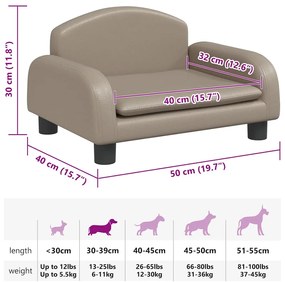 Cama para cães 50x40x30 cm couro artificial cor cappuccino