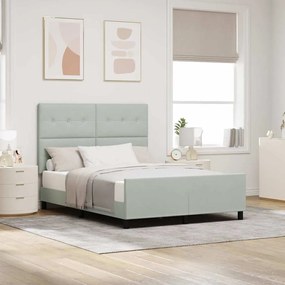 Cama vidaXL Cinza Claro 140x190 cm Veludo