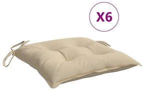 Almofadões de cadeira 6 pcs 40x40x7 cm tecido bege