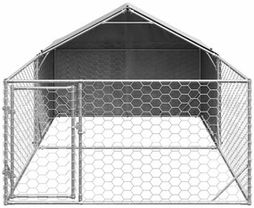 Canil exterior para cães com corredor 5x2x1,5 m aço galvanizado