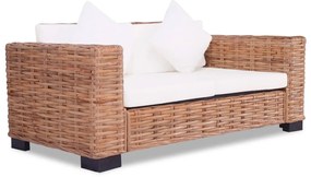 2 pcs conjunto de sofás com almofadões vime natural