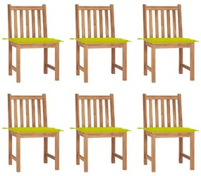 vidaXL Cadeiras de jardim 6 pcs c/ almofadões madeira de teca maciça