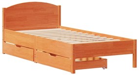Cama sem colchão 100x200 cm pinho maciço castanho-mel