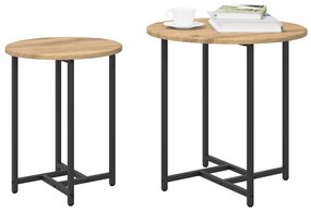 Conjunto de Mesas Laterais 2 pcs em Madeira de Carvalho e Metal
