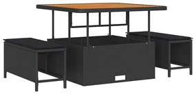 Conjunto de Sofás de Jardim com 11 Peças e Almofadas de Rattan Preto A