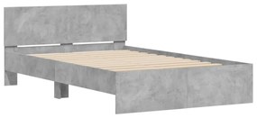 Estrutura de cama com cabeceira 135x190 cm cinzento cimento