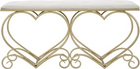 BANCO CORAÇÃO 105X37,5X51,5 CM DOURADO E CREME