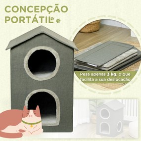 PawHut Casa para Gatos de 2 Níveis Cama para Gatos Caverna para Gatos